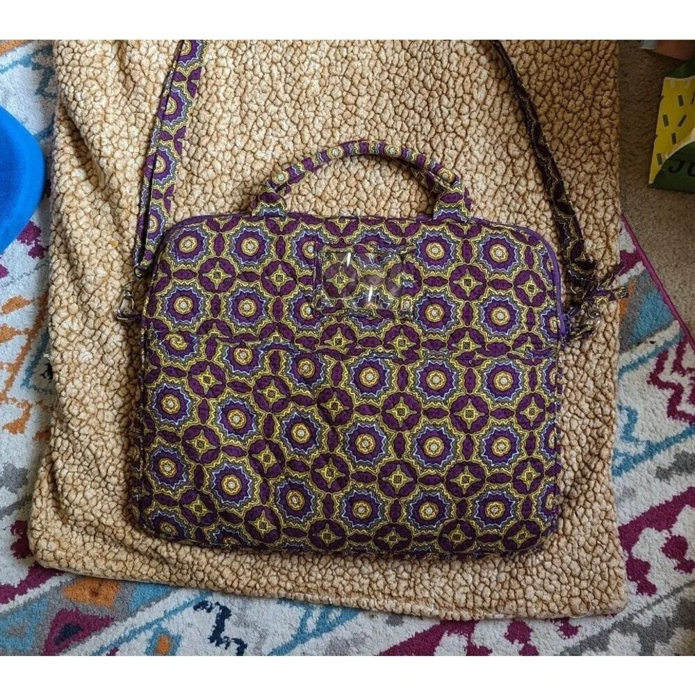 Quilted Padded Multicolor Print‎ Laptop Bag with Crossbody strap